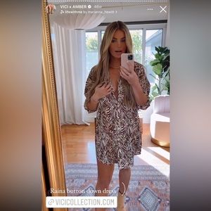 VICI X AMBER printed button down shirt dress